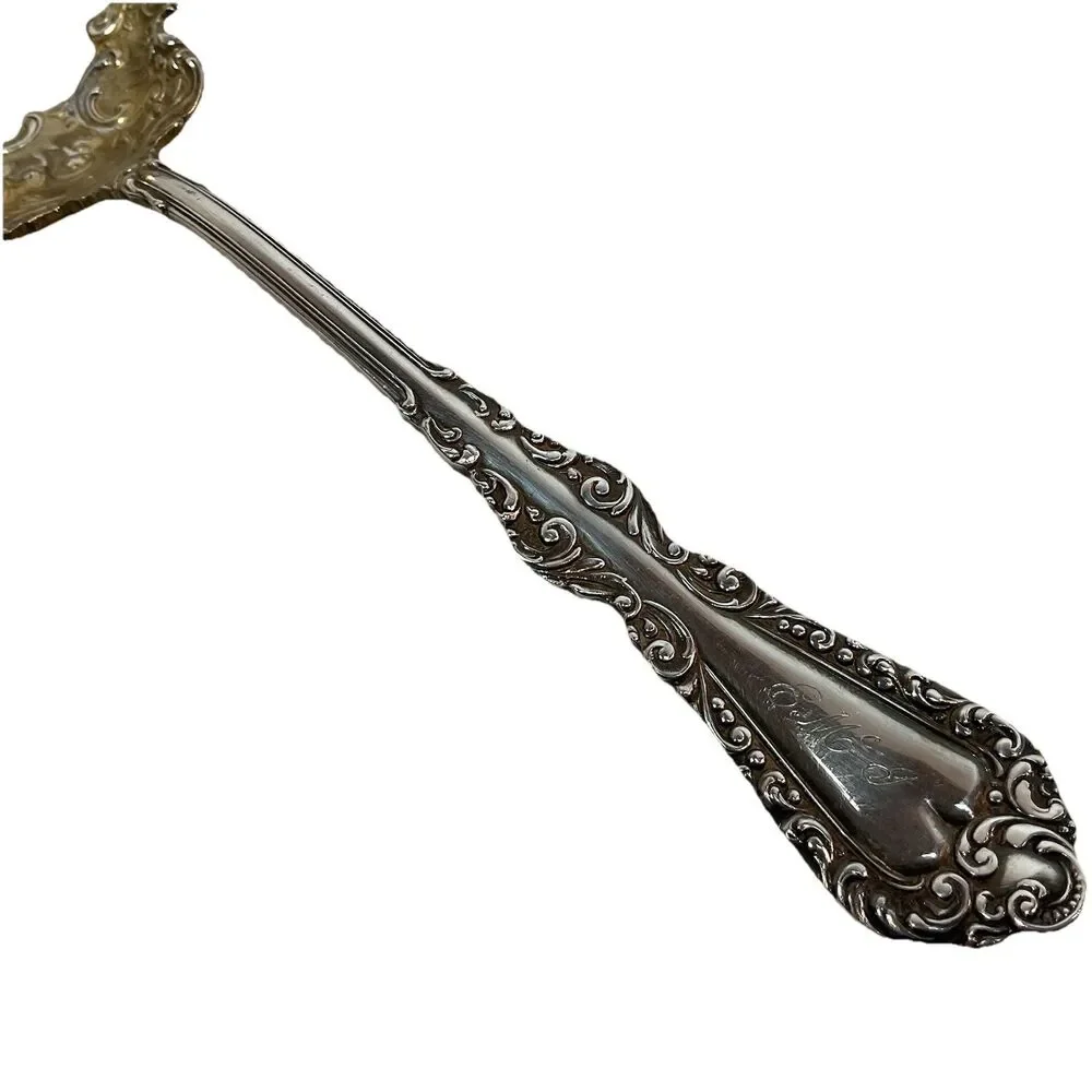 Rogers Solid Shell Casserole Spoon Plymouth Silverplate 8 5/8” c1897 Monogram